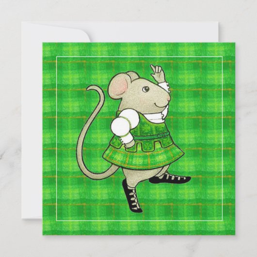 IRISH JIG MOUSE St Patricks Day Square Flat Card (Vorderseite)