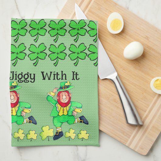 Irish Jiggy zum St. Patrick's Day Geschirrtuch (Viertel Falte)