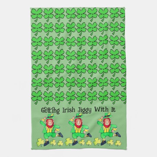 Irish Jiggy zum St. Patrick's Day Geschirrtuch (Vertikal)