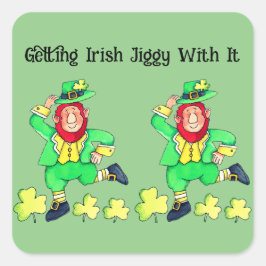 Irish Jiggy zum St. Patrick's Day Quadratischer Aufkleber