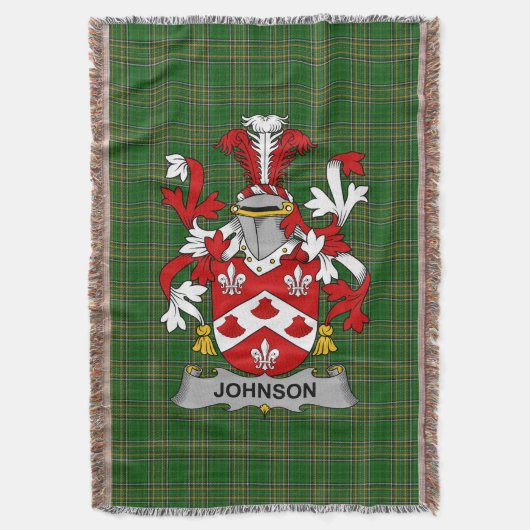 Irish Johnson Coat of Arms Familienwappen Irland Decke (Vorderseite Vertikal)
