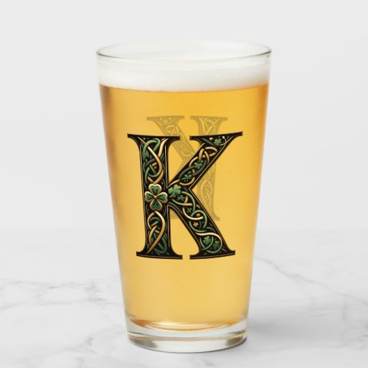 Irish "K" Monogram Pint Glass Glas (Vorne (Gefüllt))