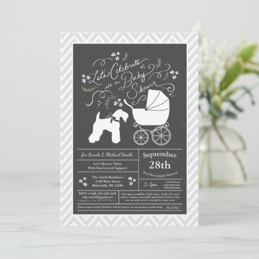 Irish Kerry Blue Terrier Baby Shower Einladung (Stehend Vorderseite)