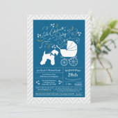 Irish Kerry Blue Terrier Dog Baby Shower Blue Boy Einladung (Stehend Vorderseite)
