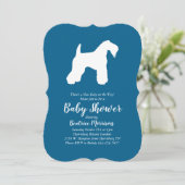 Irish Kerry Blue Terrier Dog Baby Shower Blue Boy Einladung (Stehend Vorderseite)