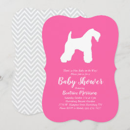 Irish Kerry Blue Terrier Dog Baby Shower Pink Girl Einladung