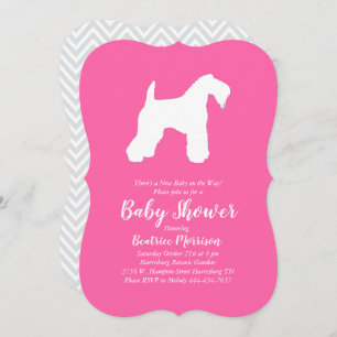 Irish Kerry Blue Terrier Dog Baby Shower Pink Girl Einladung