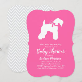 Irish Kerry Blue Terrier Dog Baby Shower Pink Girl Einladung