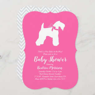 Irish Kerry Blue Terrier Dog Baby Shower Pink Girl Einladung