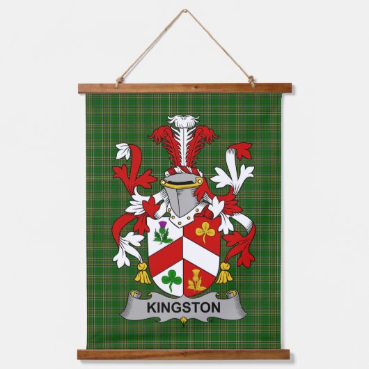 Irish Kingston Coat of Arms Family Crest Wandteppich Mit Holzrahmen (Vorderseite)