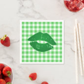 Irish Kiss on Green Gingham Fun Party Serviette (Beispiel)
