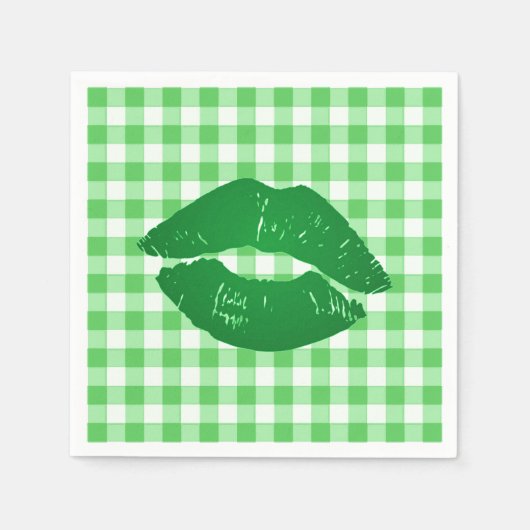 Irish Kiss on Green Gingham Fun Party Serviette (Vorderseite)