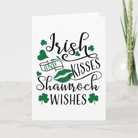 Irish Kisses and Kleeblatt Wish Karte (Vorderseite)