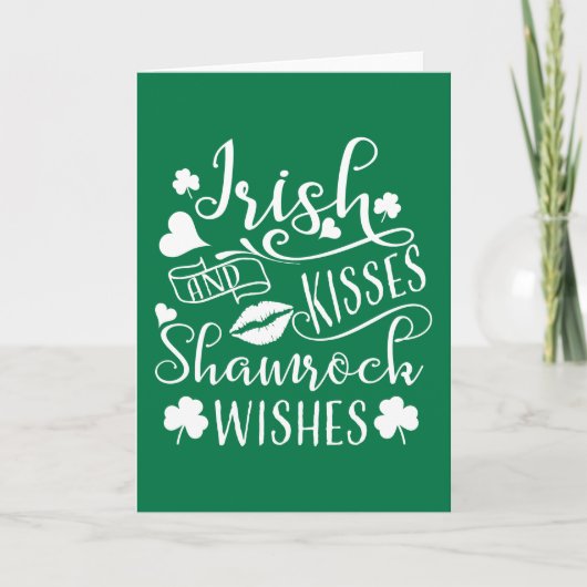Irish Kisses and Kleeblatt Wish Karte (Vorderseite)