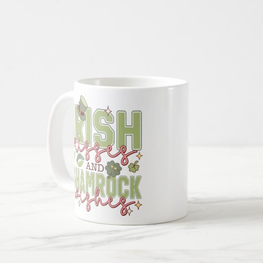 Irish Kisses and Kleeblatt Wunsche Kaffeetasse (Vorderseite Links)