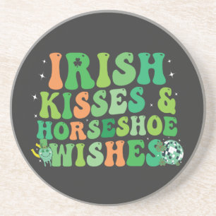 Irish Kisses & Horseshoe wünscht St Patrick's Day Getränkeuntersetzer