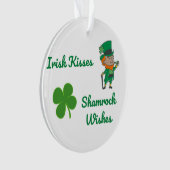 Irish Kisses, Kleeblatt Wünsche an einem Ornament (Vorderseite)