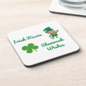 Irish Kisses, Kleeblatt Wünsche auf einem Getränkeuntersetzer (Linke Seite)