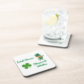 Irish Kisses, Kleeblatt Wünsche auf einem Getränkeuntersetzer (Rechte Seite)