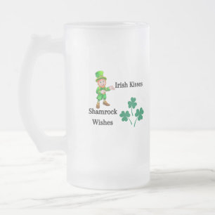Irish Kisses, Kleeblatt Wünsche auf einem Mattglas Bierglas