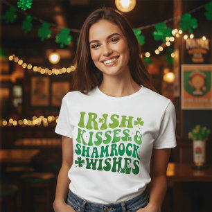 Irish Kisses & Kleeblatt wünscht Retro St Pats Day T-Shirt