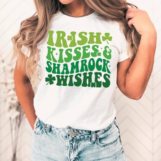 Irish Kisses & Kleeblatt wünscht Retro St Pats Day T-Shirt