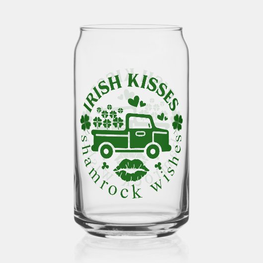 Irish Kisses LKW mit Kleeblatt St. Patricks Day Dosenglas (Vorderseite)