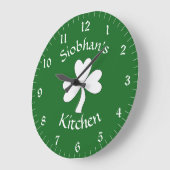 Irish Kitchen Deco Personalisiert Clock Kleeblatt Große Wanduhr (Winkel)