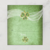 Irish Klee & Schleier Hochzeit gefaltete Escortkar Platzkarte (Außenseite Aufgefaltet)