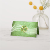 Irish Klee & Schleier Hochzeit gefaltete Escortkar Platzkarte (Rückseite)