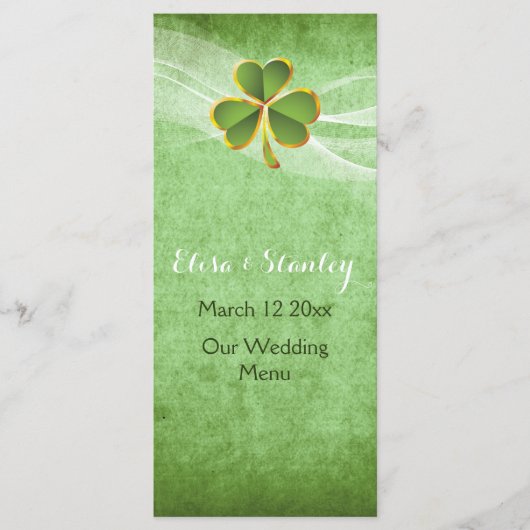 Irish Klee & Schleier Hochzeit grüne Karte (Vorderseite)