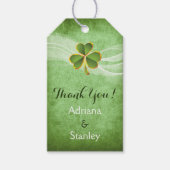 Irish Klee & Schleier Hochzeit Vielen Dank Geschenkanhänger (Vorderseite)