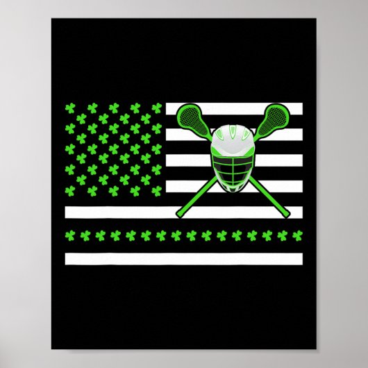 Irish Kleeblatt American Flag Lacrosse St Patrick' Poster (Vorne)