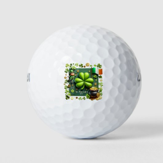 Irish Kleeblatt and Flag St. Patrick's Day Golfball (Vorderseite)