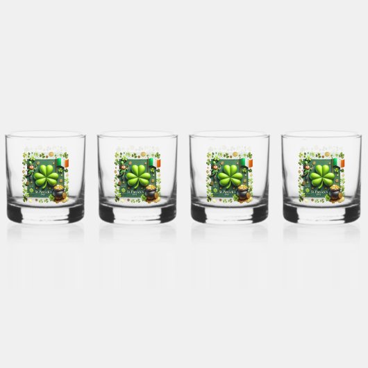 Irish Kleeblatt and Flag St. Patrick's Day Whiskyglas (Vorderseite)