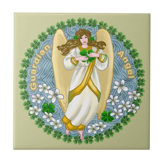 Irish Kleeblatt Angel Tile Fliese (Vorderseite)