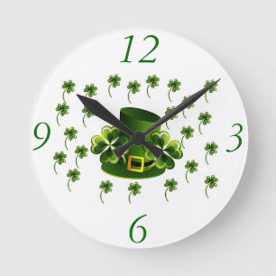 Irish Kleeblatt Art Runde Wanduhr