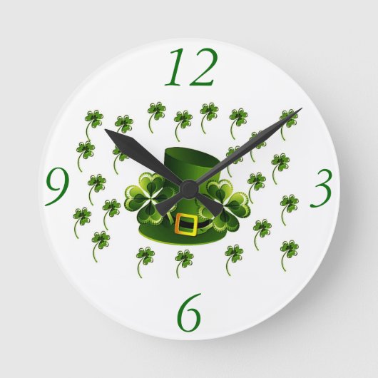 Irish Kleeblatt Art Runde Wanduhr (Vorderseite)