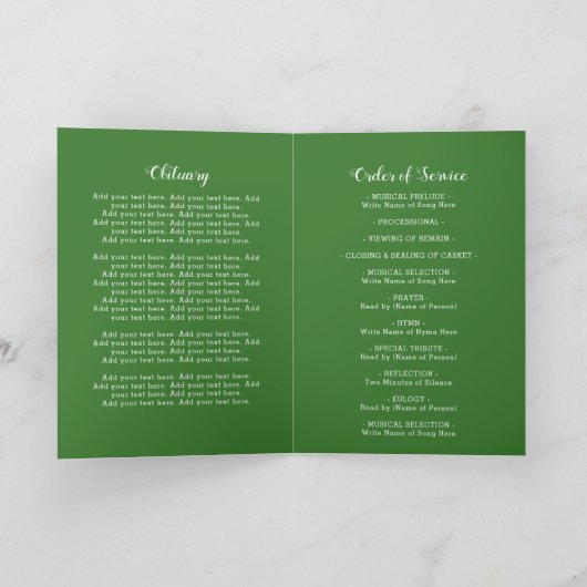 Irish Kleeblatt Clover Foto Beerdigung Programm (Innenseite)