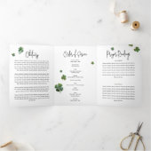 Irish Kleeblatt Clover Funerary Memorial Program Dreifach Gefaltete Einladung (Innenseite)