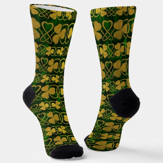 Irish Kleeblatt - Clover Gold und Green pattern So Socken (Gewinkelt)