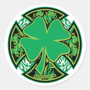 Irish Kleeblatt Cross Runder Aufkleber