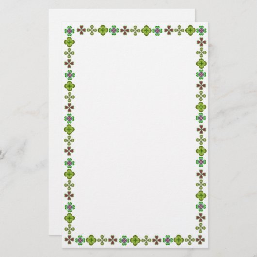 Irish Kleeblatt Elegance Stationery Briefpapier (Vorne/Hinten)
