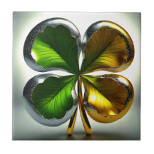 Irish Kleeblatt Four Leaf Golden Green Clove