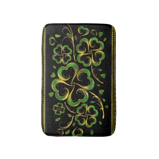 Irish Kleeblatt Four-leaf Lucky Clover Badematte (Vorderseite Vertikal)