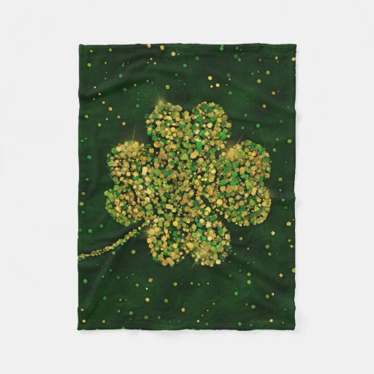 Irish Kleeblatt Four-leaf Lucky Clover Fleecedecke (Vorderseite)