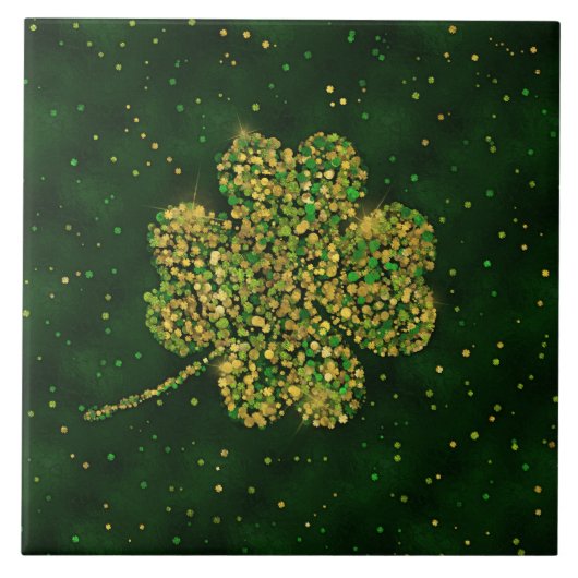 Irish Kleeblatt Four-leaf Lucky Clover Fliese (Vorderseite)