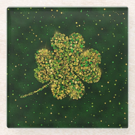 Irish Kleeblatt Four-leaf Lucky Clover Glasuntersetzer (Vorderseite)