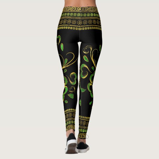 Irish Kleeblatt Four-leaf Lucky Clover Leggings (Rückseite)