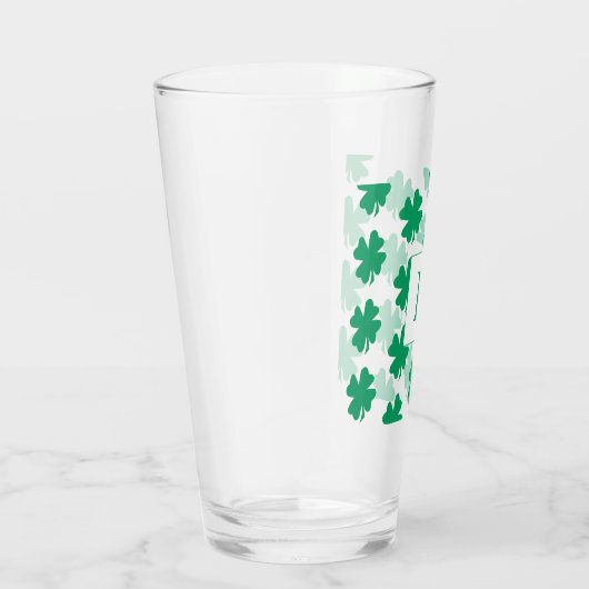 Irish Kleeblatt Green Clover Patterns Monogramme Glas (Rechts)